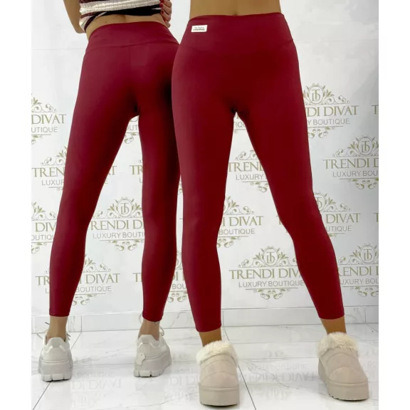Szuper rugalmas matt sztreccs leggings fehér logóval "M60021" - Bordó - S Szuper rugalmas matt sztreccs leggings fehér logóval "M60021" - Bordó - S