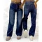 Wide Leg magas derekú női farmernadrág övvel és szíves kiegészítővel "BQ5207-1A" - XL
