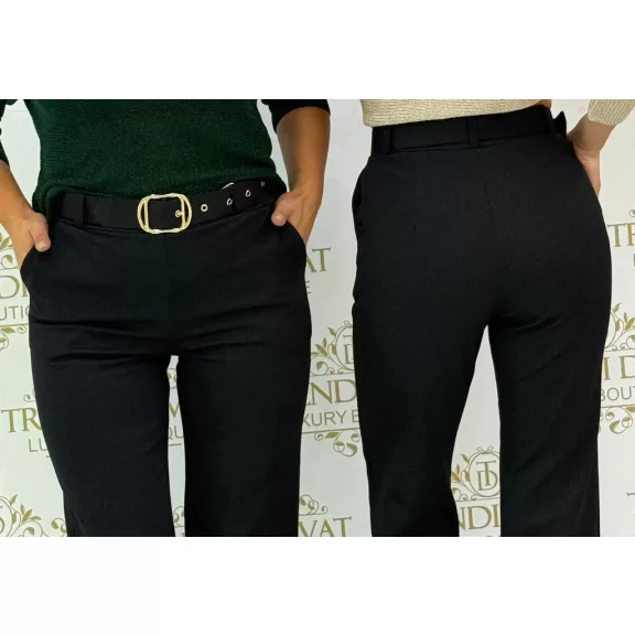 Magas derekú elegáns nadrág övvel – fekete szivarnadrág - XL Magas derekú elegáns nadrág övvel – fekete szivarnadrág - XL