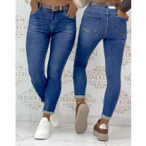   Magas derekú kék női skinny farmer, övvel "SZ3576-2" - S