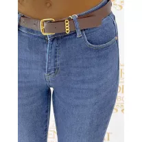   Magas derekú kék női skinny farmer, övvel "SZ3576-2" - S
