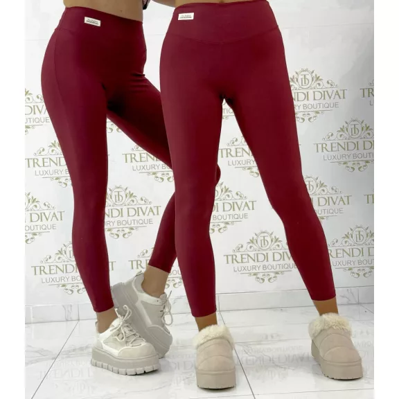 Szuper rugalmas matt sztreccs leggings fehér logóval "M60021" - Bordó - M Szuper rugalmas matt sztreccs leggings fehér logóval "M60021" - Bordó - M