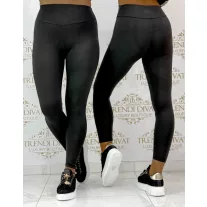   "Lapia" szuper rugalmas puha sztreccs nadrág – Magasított derekú leggings "M40549" - Fekete - XS