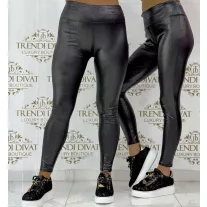  Apró műbőr mintás, magas derekú, rugalmas anyagú leggings "3263" - Fekete - S