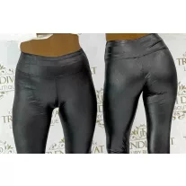   Apró műbőr mintás, magas derekú, rugalmas anyagú leggings "3263" - Fekete - S