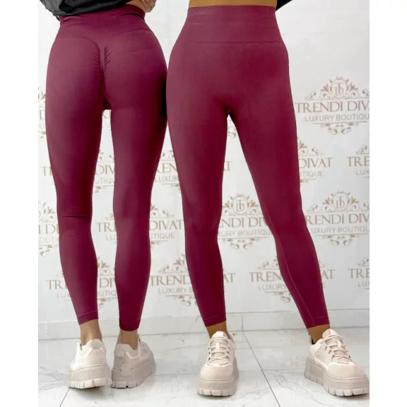 Ráncolt fenekű push-up női leggings – Magas derekú cicanadrág - Bordó Ráncolt fenekű push-up női leggings – Magas derekú cicanadrág - Bordó