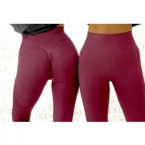   Ráncolt fenekű push-up női leggings – Magas derekú cicanadrág - Bordó