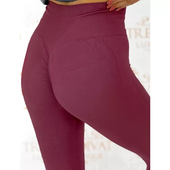Ráncolt fenekű push-up női leggings – Magas derekú cicanadrág - Bordó Ráncolt fenekű push-up női leggings – Magas derekú cicanadrág - Bordó