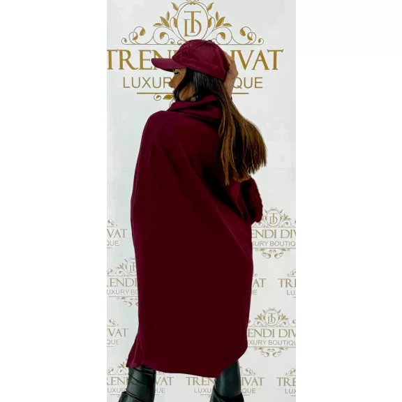 Leopárdmintás strasszos női oversize sálgalléros tunika - Bordó Leopárdmintás strasszos női oversize sálgalléros tunika - Bordó