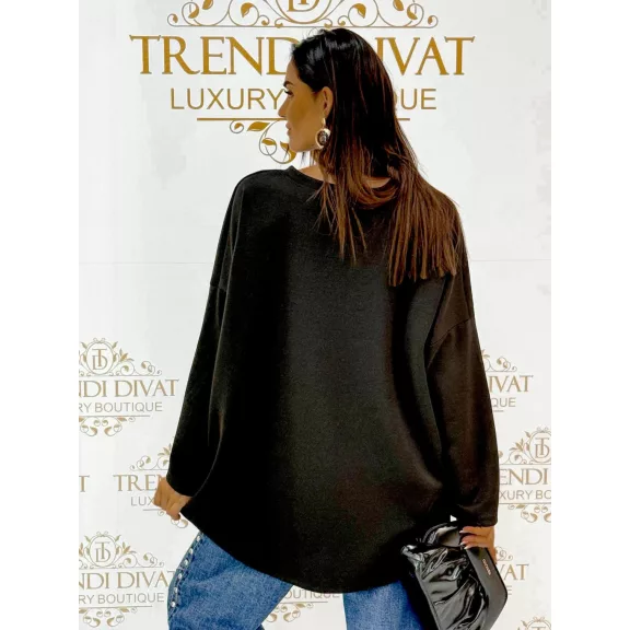 Domború Brooklyn mintás oversize női tunika - Fekete Domború Brooklyn mintás oversize női tunika - Fekete