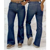   Női bootcut farmernadrág barna övvel – alaknyújtó sötétkék enyhén bővülő farmer "J3061" - 26