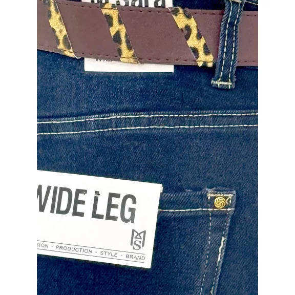 Wide Leg magas derekú női farmernadrág övvel és szíves kiegészítővel "BQ5207-1A" - S Wide Leg magas derekú női farmernadrág övvel és szíves kiegészítővel "BQ5207-1A" - S