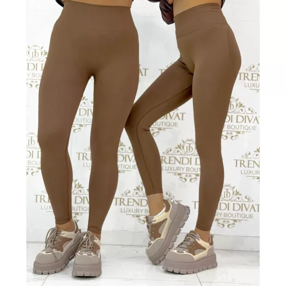 Ráncolt fenekű push-up női leggings – Magas derekú cicanadrág - Csoki barna Ráncolt fenekű push-up női leggings – Magas derekú cicanadrág - Csoki barna