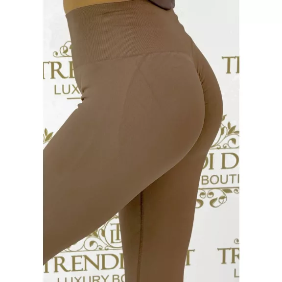 Ráncolt fenekű push-up női leggings – Magas derekú cicanadrág - Csoki barna Ráncolt fenekű push-up női leggings – Magas derekú cicanadrág - Csoki barna