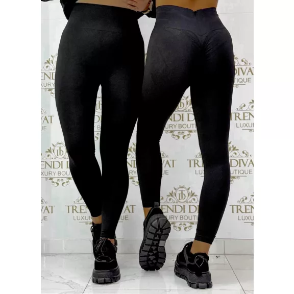 Ráncolt fenekű push-up női leggings – Magas derekú cicanadrág - Fekete Ráncolt fenekű push-up női leggings – Magas derekú cicanadrág - Fekete