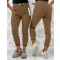 Magas derekú mogyoróbarna női mom fit nadrág barna övvel "BF5105-76" - XS