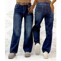    Wide Leg magas derekú női farmernadrág övvel és szíves kiegészítővel "BQ5207-1A" - XS