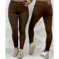   Középmagas derekú skinny farmernadrág "SZ3621-60" - Csoki barna - S