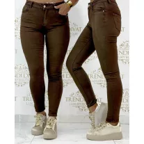   Középmagas derekú skinny farmernadrág "SZ3621-60" - Csoki barna - S