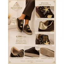   Arany színű virág díszes bársony női sneaker – Csoki platform cipő - 36