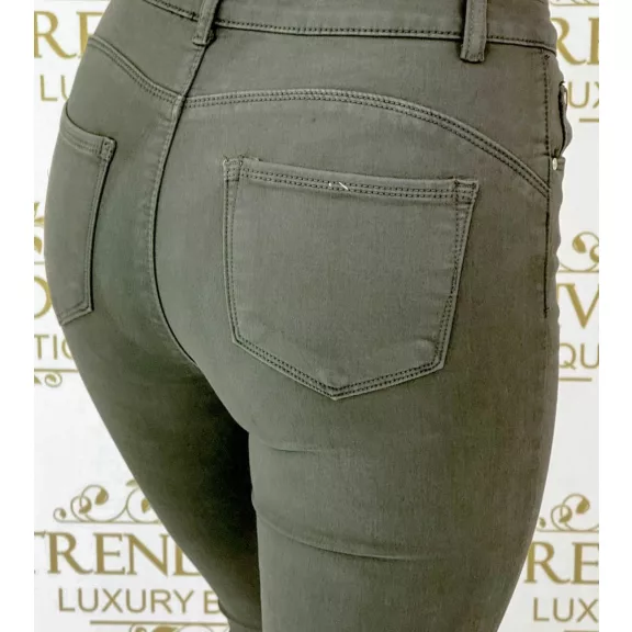Középmagas derekú skinny farmernadrág "SZ3621-53" - Keki zöld - XL