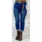 Plus size, magas derekú Mom Fit női farmernadrág barna övvel "M1523-2" - M