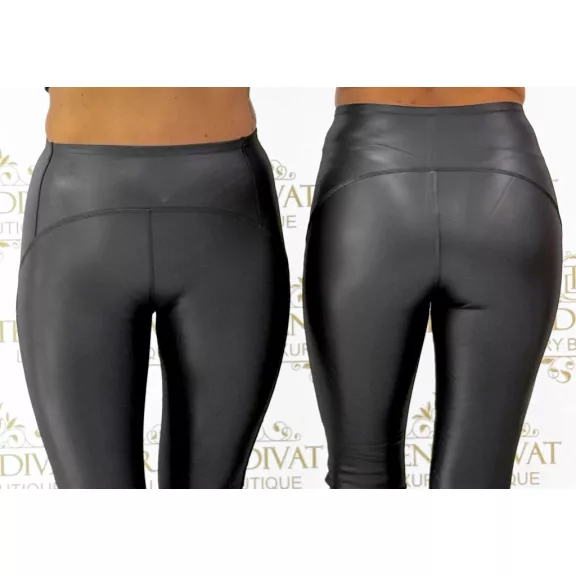 Alakformáló, bolyhos belsejű, bőr hatású, fekete színű leggings „6856” - Fekete - L Alakformáló, bolyhos belsejű, bőr hatású, fekete színű leggings „6856” - Fekete - L