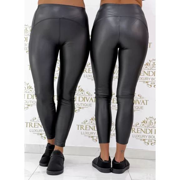 Alakformáló, bolyhos belsejű, bőr hatású, fekete színű leggings „6856” - Fekete - L Alakformáló, bolyhos belsejű, bőr hatású, fekete színű leggings „6856” - Fekete - L