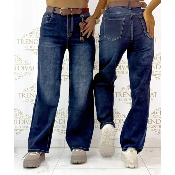Wide Leg magas derekú női farmernadrág övvel és szíves kiegészítővel "BQ5207-1A" - M Wide Leg magas derekú női farmernadrág övvel és szíves kiegészítővel "BQ5207-1A" - M