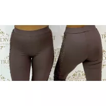   Magas derekú, oldalt ráncolt rugalmas anyagú leggings "M60002" - Csoki barna - XS