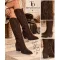 Magasszárú női western csizma – Enyhén bélelt, velúr hatású, tömbsarkú - Csokoládébarna - 39