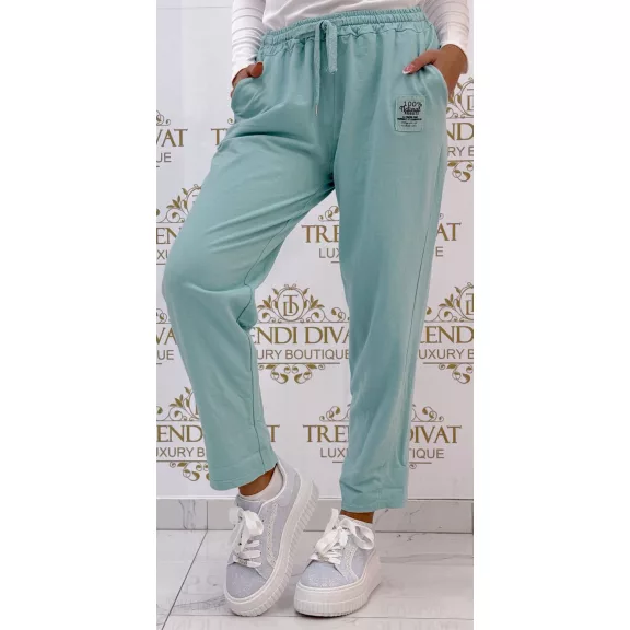 Leisure pants with rubber waist, "100% Natural" ticket - Mint Leisure pants with rubber waist, "100% Natural" ticket - Mint