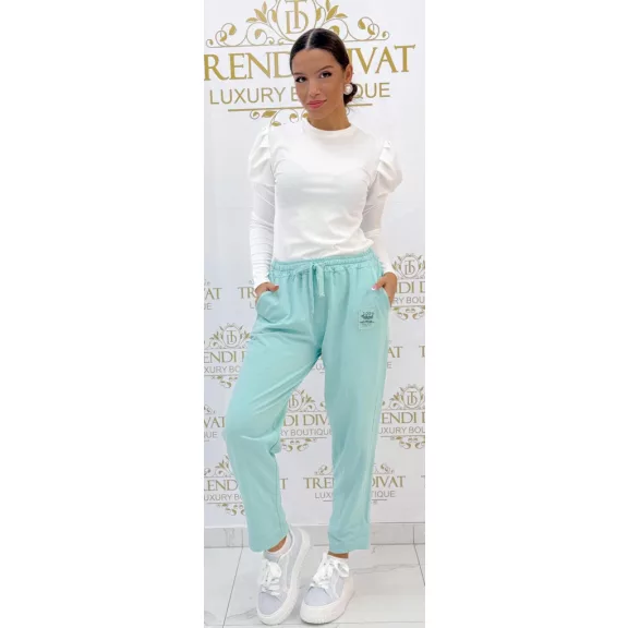 Leisure pants with rubber waist, "100% Natural" ticket - Mint Leisure pants with rubber waist, "100% Natural" ticket - Mint