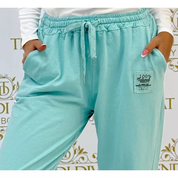 Leisure pants with rubber waist, "100% Natural" ticket - Mint Leisure pants with rubber waist, "100% Natural" ticket - Mint