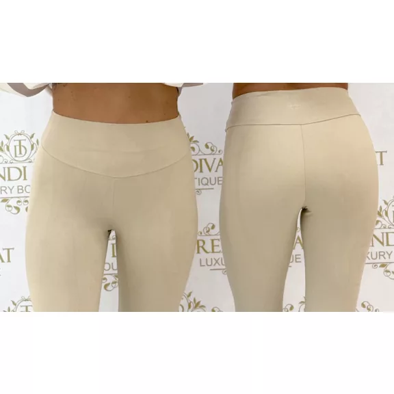 Passzés derekú, "Lapia" feliratos, puha anyagú leggings - Bézs - M Passzés derekú, "Lapia" feliratos, puha anyagú leggings - Bézs - M