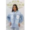 Denim shirt with sequin insert, heart pattern "SW5085" - S/M