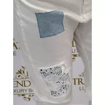   White jeans with crochet flower pattern "SW1907" - S