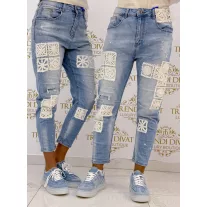   Hip style jeans with unique crochet inserts "SW1348" - M