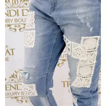   Hip style jeans with unique crochet inserts "SW1348" - M