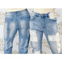   Hip style jeans with unique crochet inserts "SW1348" - M