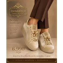   Arany színű virág díszes bársony női sneaker – Bézs platform cipő - 36