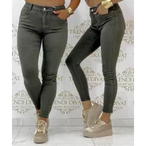   Középmagas derekú skinny farmernadrág "SZ3621-53" - Keki zöld - S