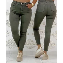   Középmagas derekú skinny farmernadrág "SZ3621-53" - Keki zöld - S