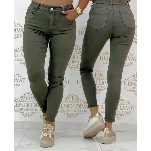 Középmagas derekú skinny farmernadrág "SZ3621-53" - Keki zöld - S