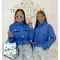 Megkötős derekú, álló galléros, cipzáras, arany színű patentos tavaszi kabát - Királykék