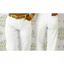   Snow-white, high-waisted MOM fit jeans with belt "BG1698-12" - M