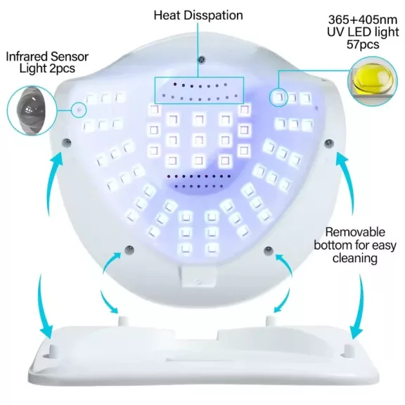 Nagy Teljesítményű, 268 W-Os Gél Uv Led-Es Körömlámpa - 57 Led-Del - Sun S5 - Kék