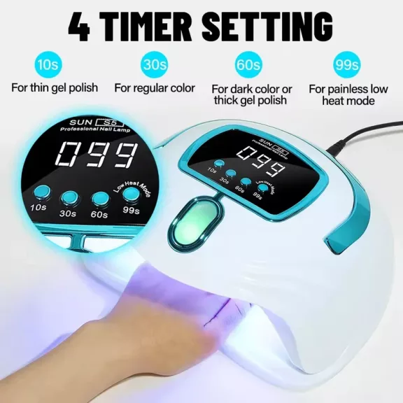 Nagy Teljesítményű, 268 W-Os Gél Uv Led-Es Körömlámpa - 57 Led-Del - Sun S5 - Kék