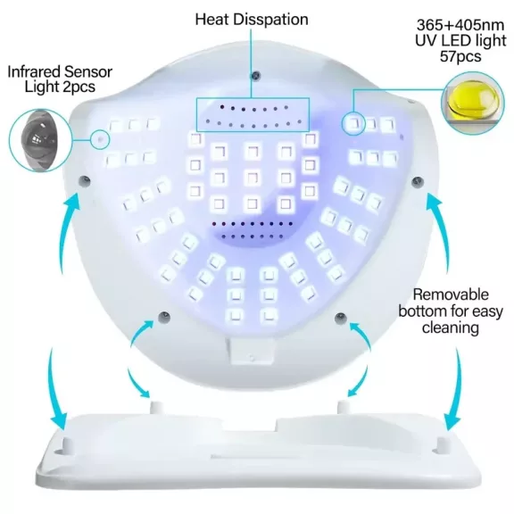 Nagy Teljesítményű, 268 W-Os Gél Uv Led-Es Körömlámpa - 57 Led-Del - Sun S5 - Pink