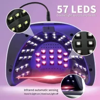   Nagy Teljesítményű, 268 W-Os Gél Uv Led-Es Körömlámpa - 57 Led - Pink- Qqf-2408212